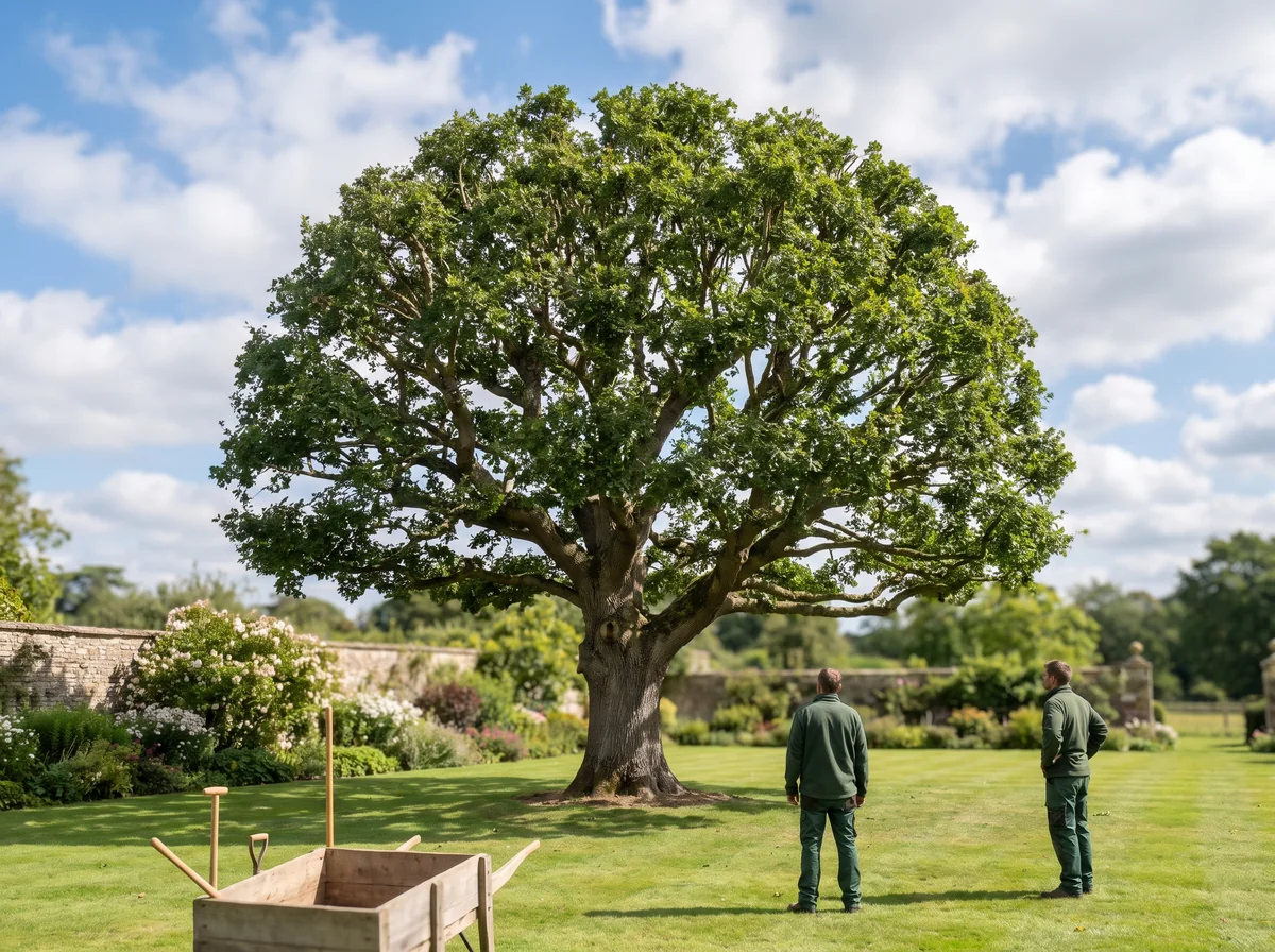 A mature oak after a careful crown reduction, still in balance.